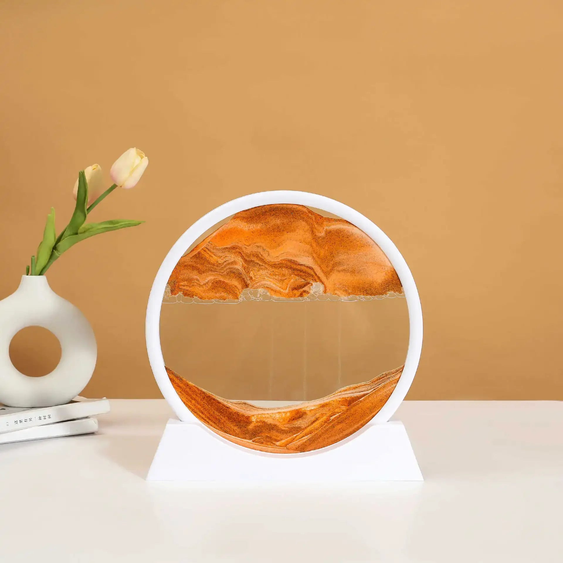 3D Sandscape Moving Sand Art Picture Round Glass Deep Sea Hourglass Quicksand Craft Flowing Sand Painting Office Home Decor Gift