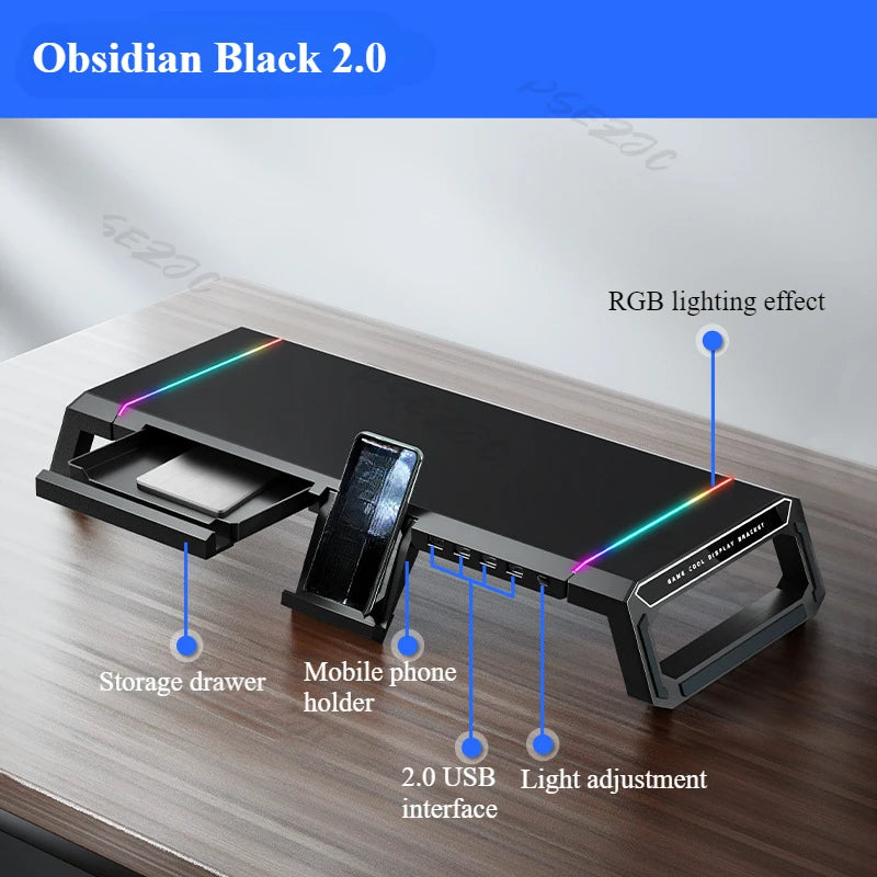 Desktop Multifunctional Computer Monitor Height Increasing Bracket Expansion Interface Desktop Folding Storage Base