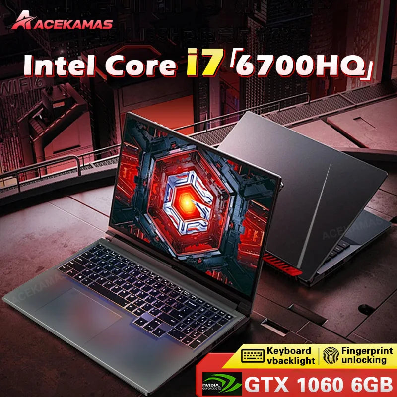 ACEKAMAS 16" Gaming Laptop intel Core i7-6700HQ GTX 1060 IPS 1920*1200 Notebook Gamer 16GB DDR4 1TB SSD Windows 11 Pro Laptop PC - WinSupport Tech