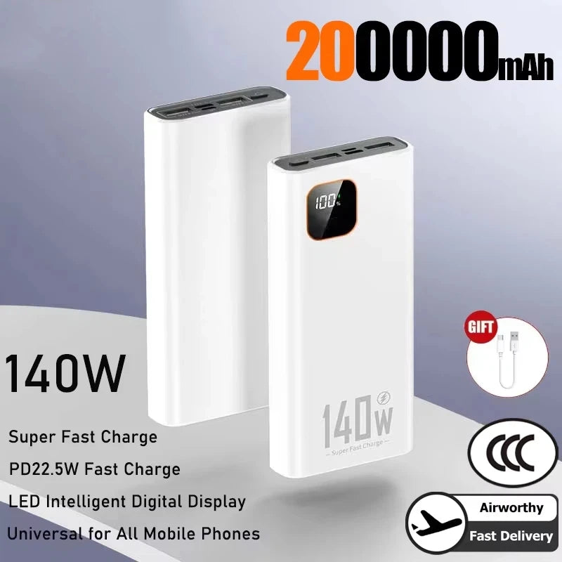 Lenovo 140W 500000mAh Ultra Capacity Junp Starter Super Fast Charging CCC Portable Battery Charger For IPhone Samsung 2026 New