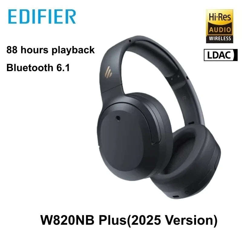 Edifier W820NB Plus(2025 Ver.) ANC Wireless Headphone Over-ear Headset -49dB Noise Canelling  Bluetooth 6.1 Hi-Res Audio