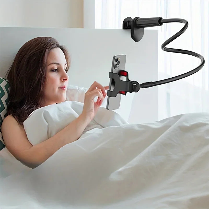 138cm Cell Phone Clip on Stand Holder with Grip Flexible Long Arm Gooseneck Lazy Bracket Mount Clamp for Smartphones ﻿