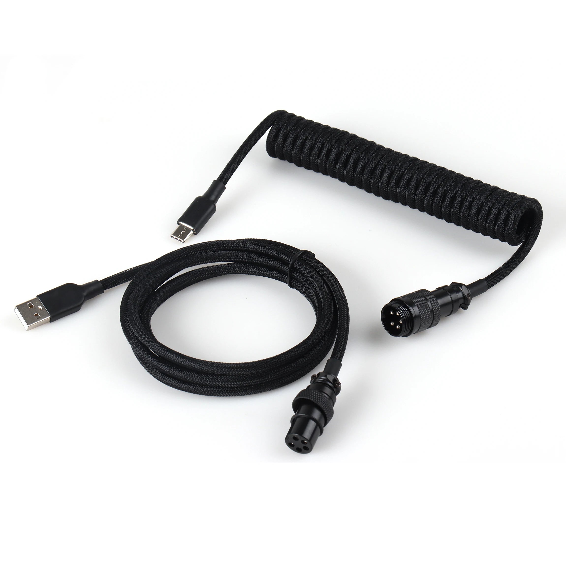 LANO Custom Paracord Coiled Mechanical Keyboard Type C Data Spring Cable GX16 Aviator Coil Spiral Usb C for Gaming Coiled Cable - WinSupport Tech