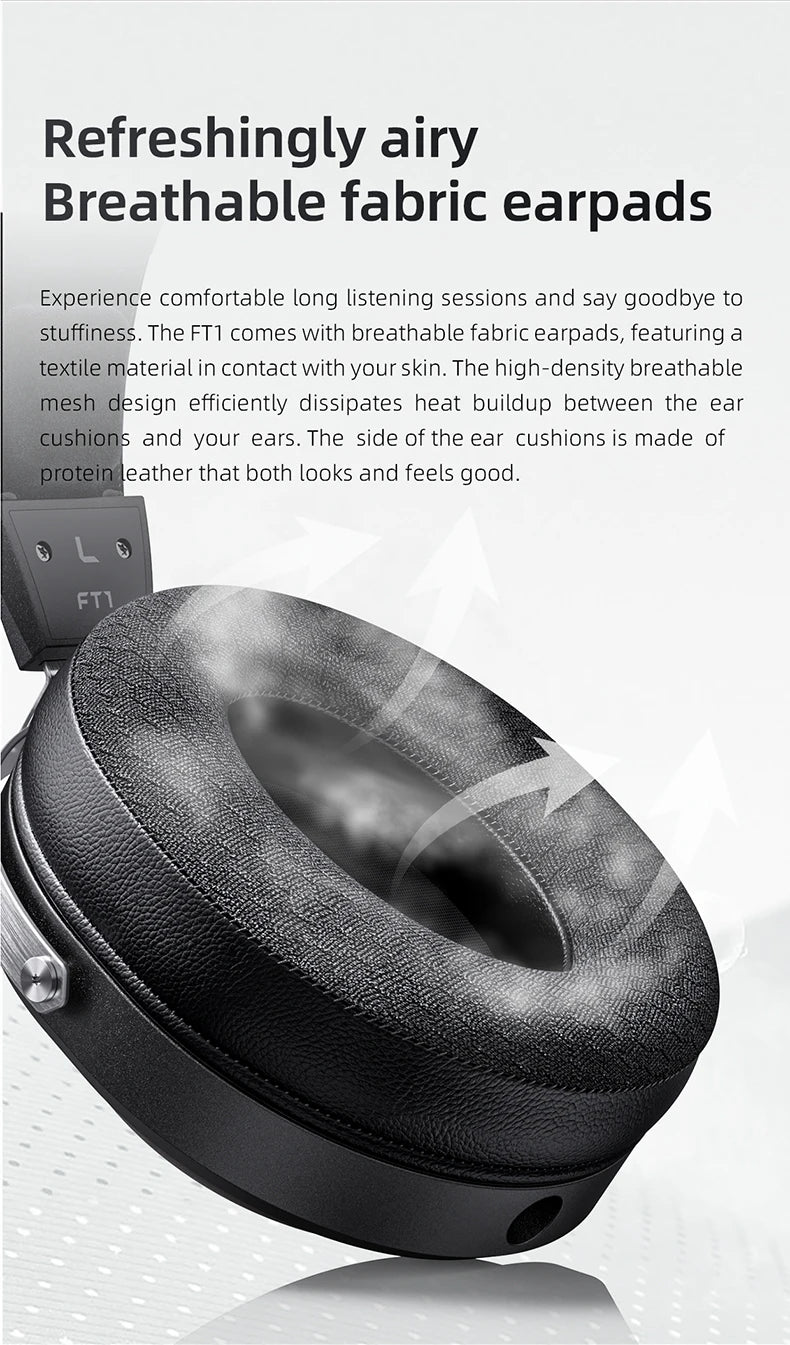 FiiO FT1-New version Closed-Back Over-Ear  Fiber Composite Diaphragm Wired Hi-Fi Headphones, American walnut Ear Cups for Studio