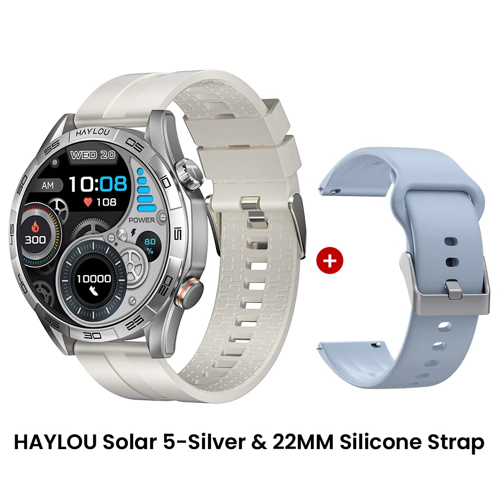 HAYLOU Solar 5 Smartwatch 1.58'' AMOLED Display 60Hz Refresh Rate 24H Health Monitoring Voice Calling 100+ Sports Modes Black/Silver