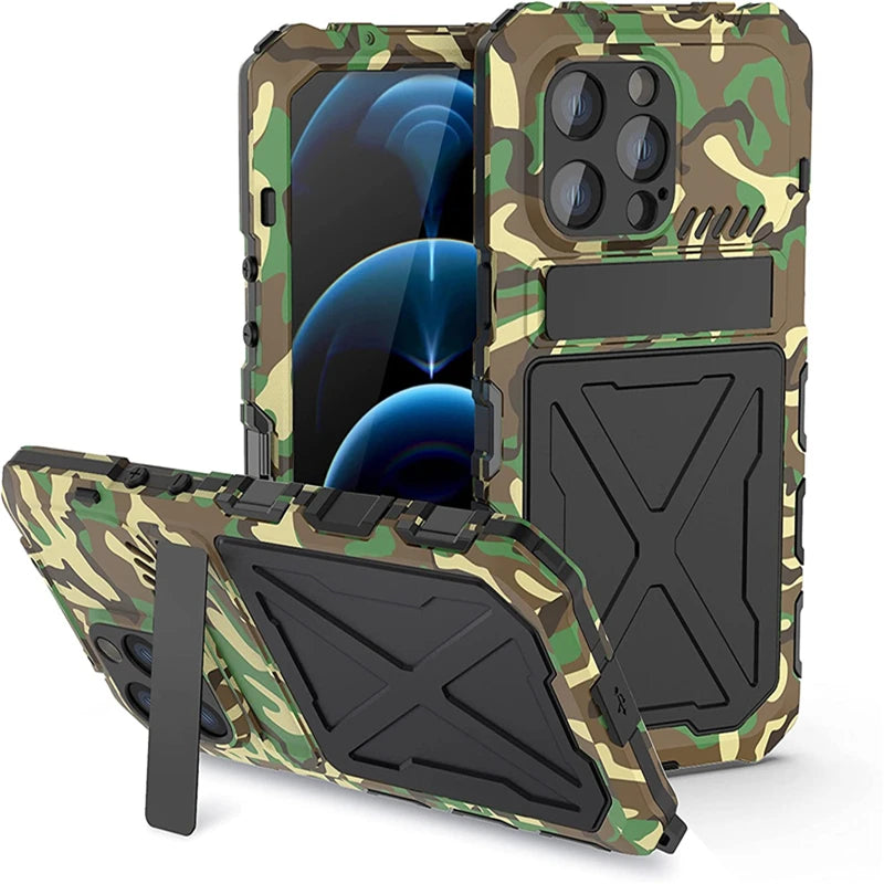Heavy Duty Protection Armor Metal Aluminum Phone Case for iPhone 14 Pro Max 14 Plus Shockproof Cover