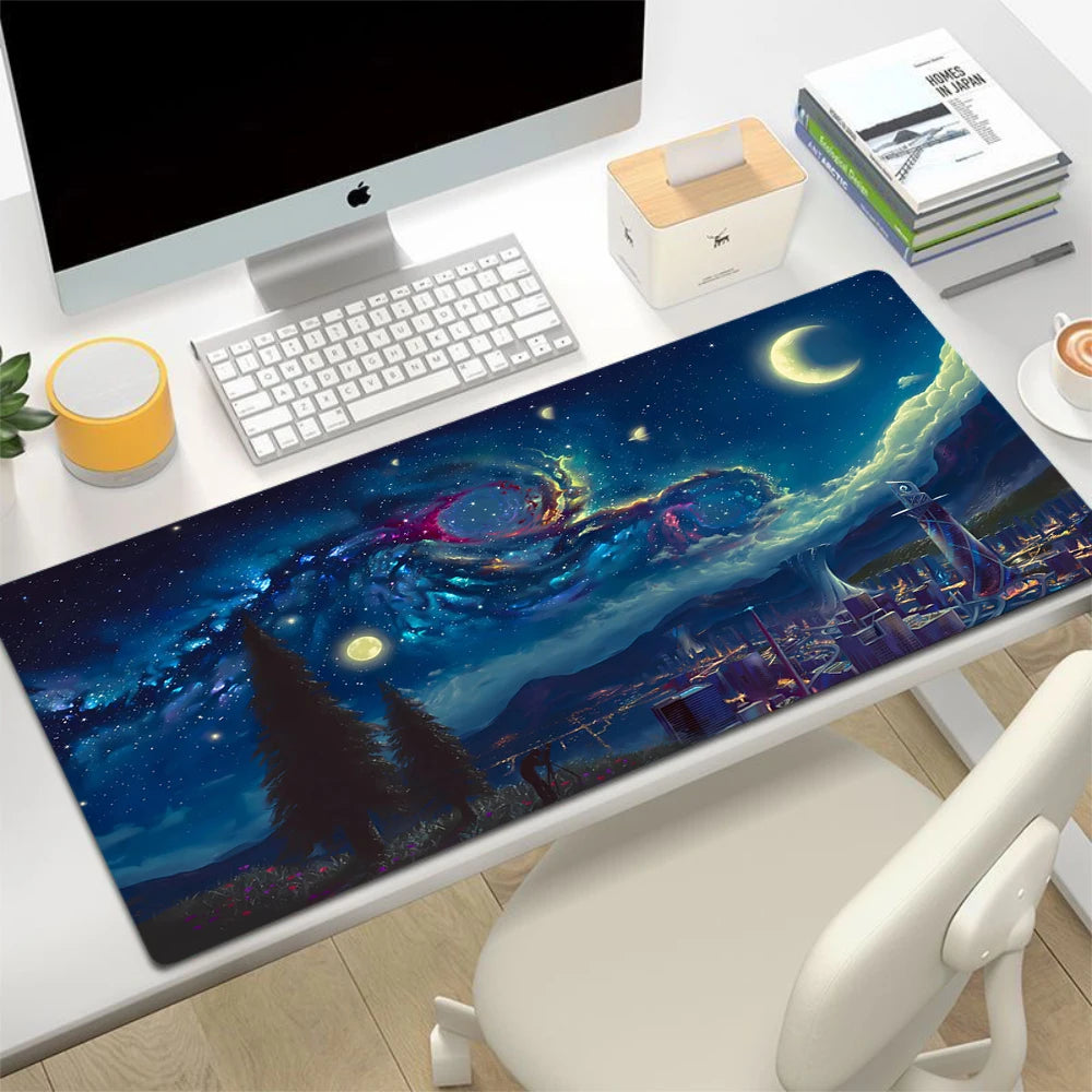 Space Earth Starry Sky Mouse Pad Gamer Pc Gaming Accessories Rubber Mat XXL Space Deskmat Keyboard Cabinet Mause Laptops Mats
