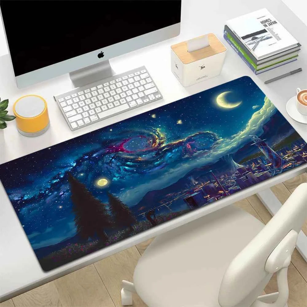 Space Earth Starry Sky Mouse Pad Gamer Pc Gaming Accessories Rubber Mat XXL Space Deskmat Keyboard Cabinet Mause Laptops Mats