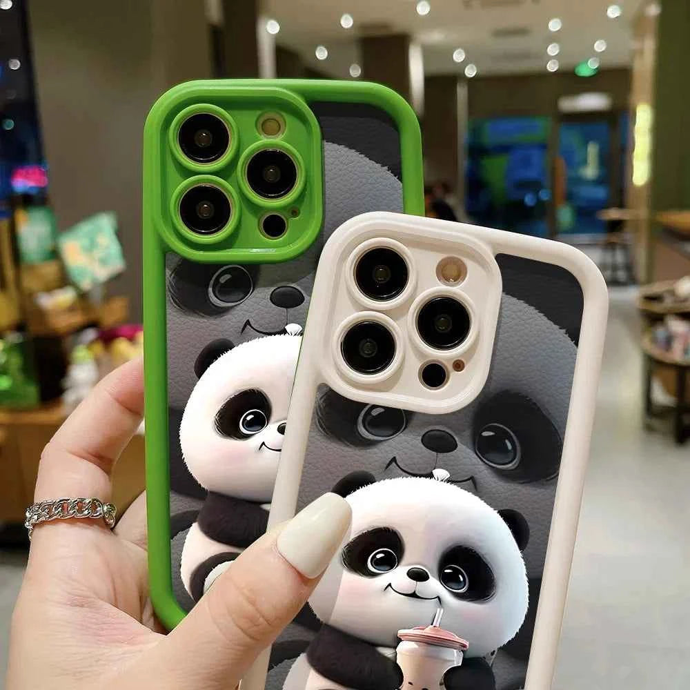 Panda Soft TPU Case For iPhone 15 Pro Max Cases iPhone 16 13 14 11 12 7 8 Plus SE  15promax 15pro 16pro 16promax Cover Funda