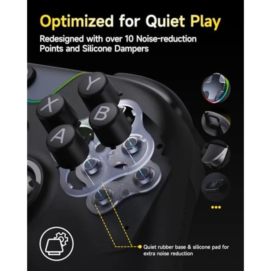 X05Pro Wireless Gaming Controller for PC, Switchand Phone Ultra-Quiet Buttons, Hall Effect Joysticks, 2-Stage Triggers, 1000Hz