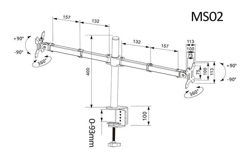 D-MOUNT MS02 9.9kg each head Full Motion 360 rotate Dual 10