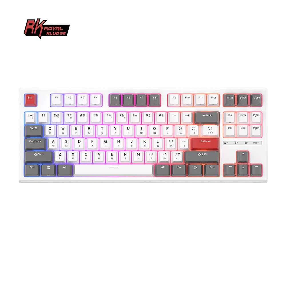 RK ROYAL KLUDGE R87 Russian Mechanical Keyboard 87 Keys RGB Backlit Hot-swappable Wired Gaming Keyboard Customised Keycaps