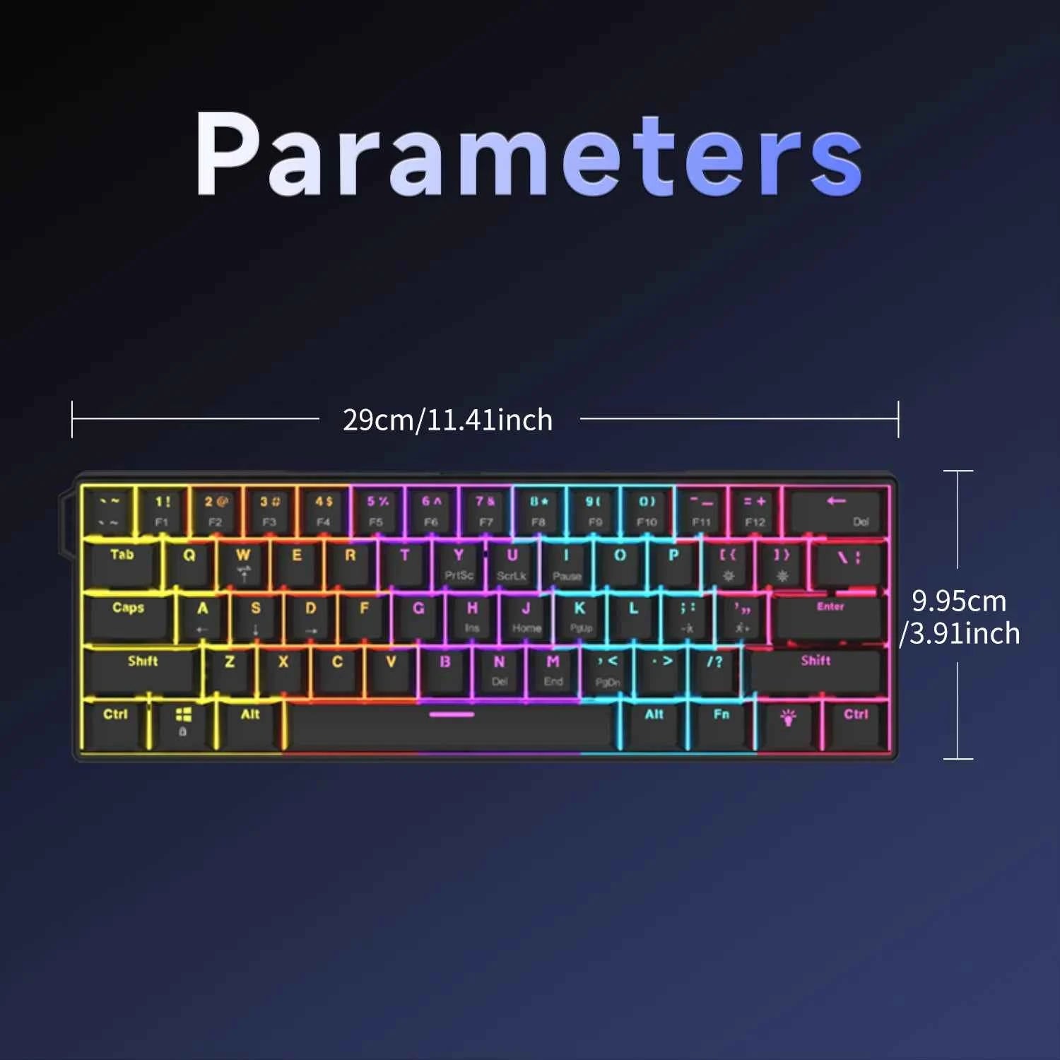 Ajazz NK61 Mechanical Wired Gaming Keyboard RGB Lighting Supports Hot-Swappable 61-Key Mechanical Wired Gaming Keyboard