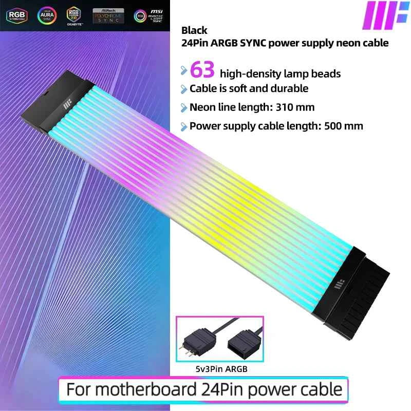 METALFISH ARGB Extension Cable for Computer Power Supply – Motherboard 24PIN & GPU 8PIN, ARGB Sync/Asyn Optional