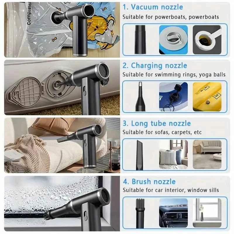 MINI Compressed Air Duster Cordless Dust Blower Rechargeable Vacuum Cleaner Electric Air Pump Portable For Computer Keyboard Sof