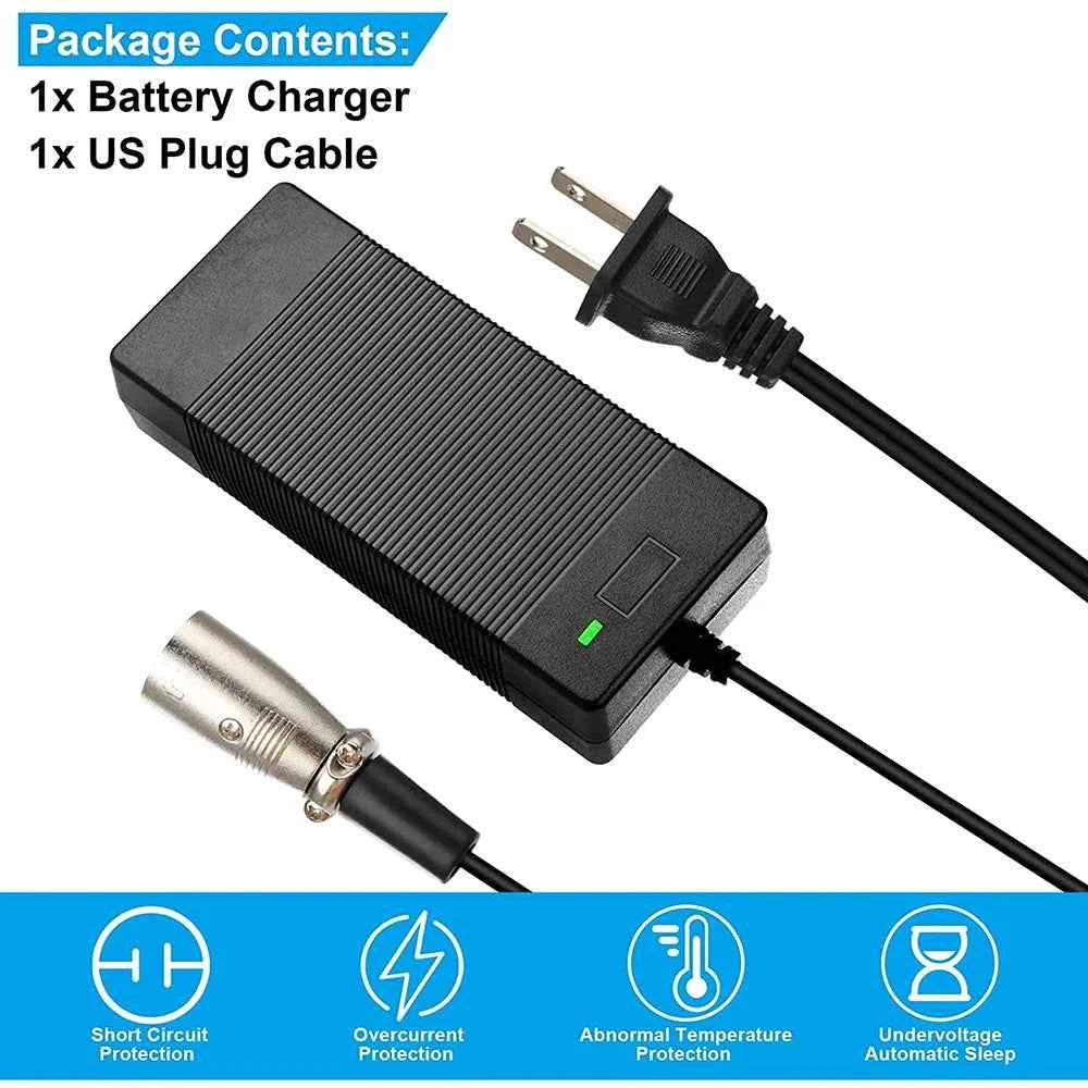 48V 2 Amp Charger Output 54.6V 2A  Charger 48V 3-pin XLR Male Plug for 48volt Charger 13S Lithium Battery Pack