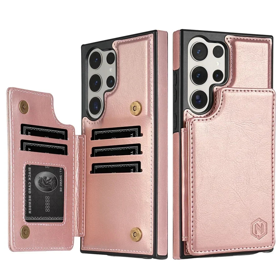 Wallet RFID Blocking Layer Protect Anti-Theft Magnetic Leather Case For Samsung Galaxy S26 Ultra S26 Plus S26 Cover