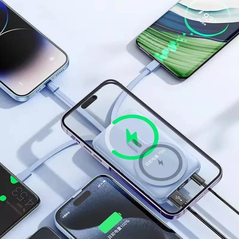 New 20000mAh Magnetic Wireless Power Bank with Cable Stand 22.5W Fast Charger for IPhone 17 16 15 14 13 Samsung Xiaomi Powerbank