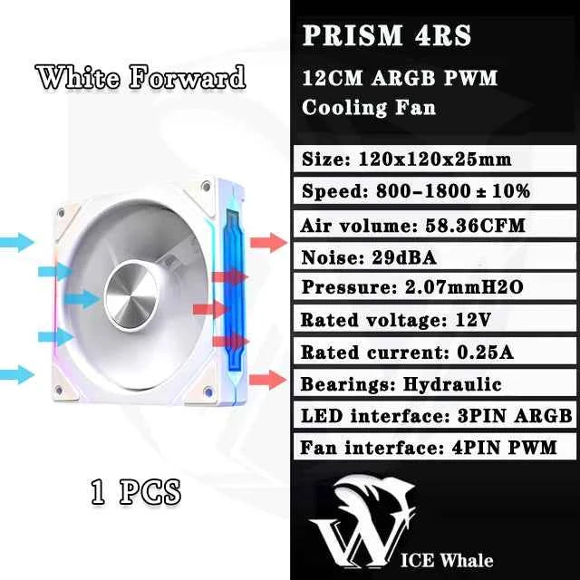 ICE Whale Prism 4RS ARGB PC Case Fan 120mm Infinity Mirror Design Motherboard Lighting Sync 4PIN PWM CPU Fan