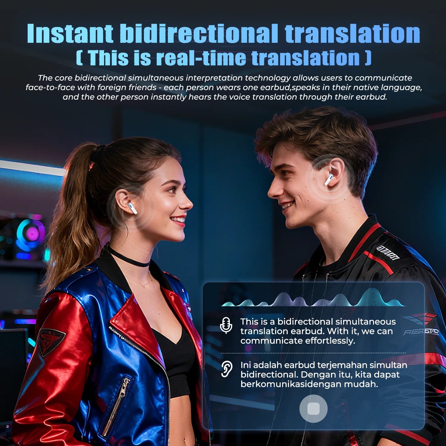HTC NE49 TWS Wireless Earbuds Bluetooth AI Translator ENC Noise Cancelling 40H Battery Touch Control Stereo Sports Headphones