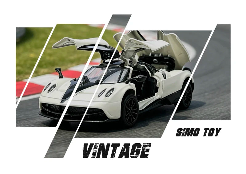 1:43 Alloy 3 Doors Open HUAYRA Die Cast Model Race Car Toy with Pullback Action Model Car for Collection and Ornament  Gift