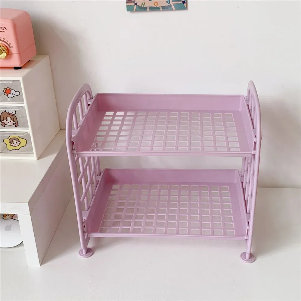 Desktop Stationery Rack Storage Holder Multi-Functional Plastic Shelf Makeup Organizer Office Dormitory Desk Organizer Shelf
