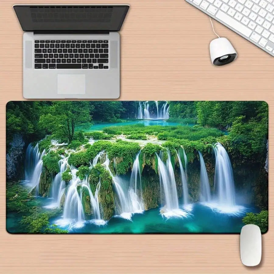 Waterfall Forest Mousepad Anti-Slip Rubber Desk Mat For Gaming Office Laptop