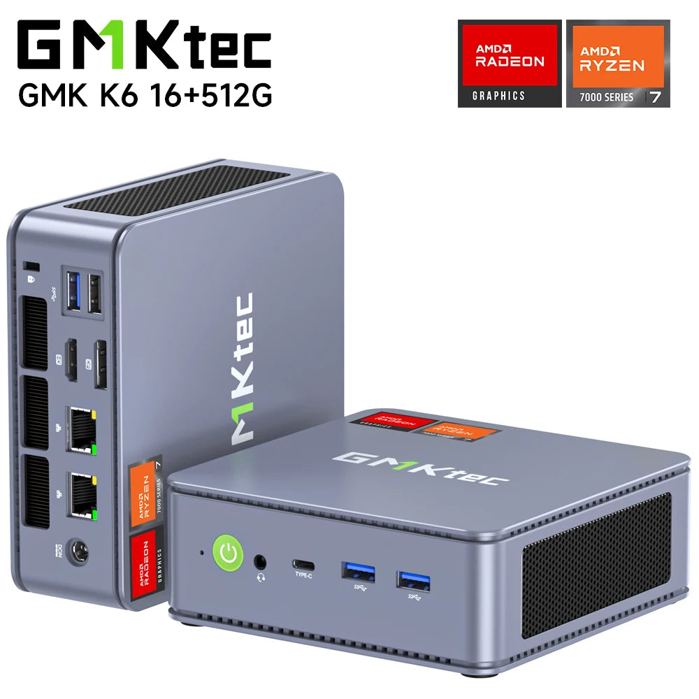 GMKtec K6 Mini PC AMD R7-7840HS 8C/16T 16GB DDR5 512GB PCIe 4.0 SSD Mini Desktop Computer Window 11 Pro WiFi 6E/BT5.2 Type-C - WinSupport Tech
