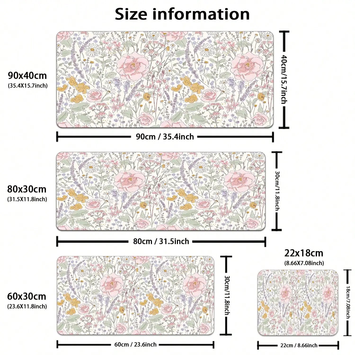 1pc Cute Floral Desk Mat Pink Flowers Plant Mouse Pad XXL Large Extended Gaming Mousepad Women Office Decor Desk Pad, Big Laptop Computer Keyboard And Mouse Mat
