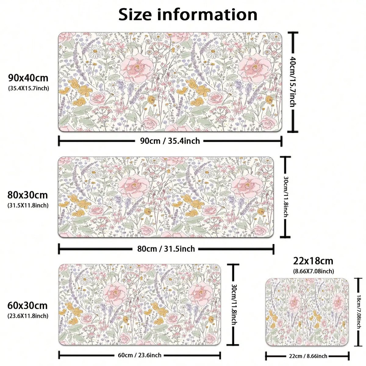 1pc Cute Floral Desk Mat Pink Flowers Plant Mouse Pad XXL Large Extended Gaming Mousepad Women Office Decor Desk Pad, Big Laptop Computer Keyboard And Mouse Mat
