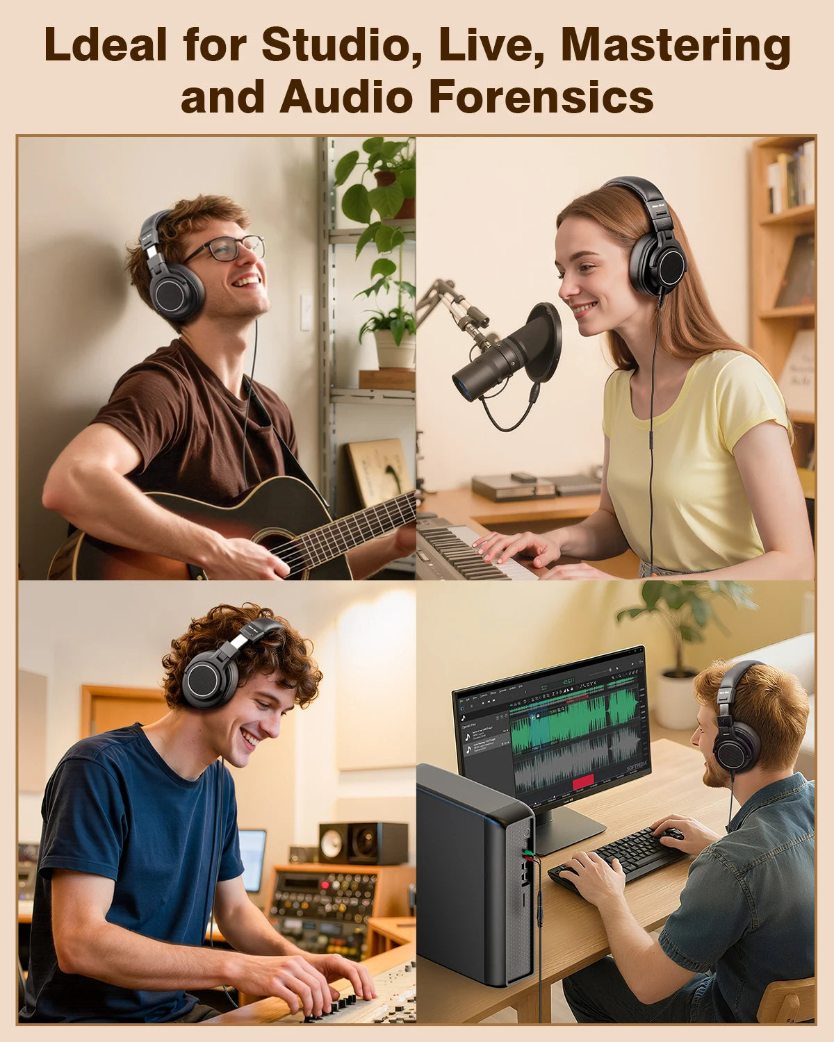 New Bee Wired Hi-Res Studio Headphone Monitor Music Professional Studio Pro 50 DJ Headphones With Microphone Over Ear Earphone