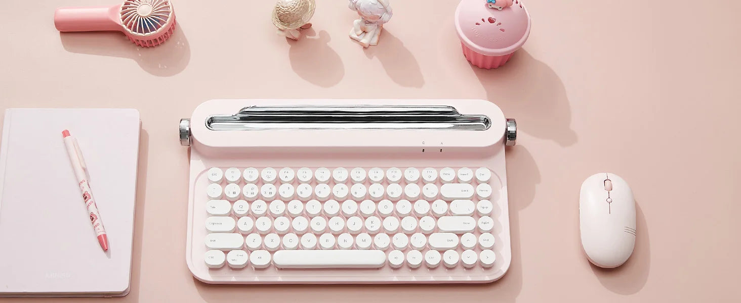 YUNZII ACTTO B305 Retro Typewriter Aesthetic Keyboard, 75% Compact Wireless Keyboard with Integrated Stand for Multi-Device