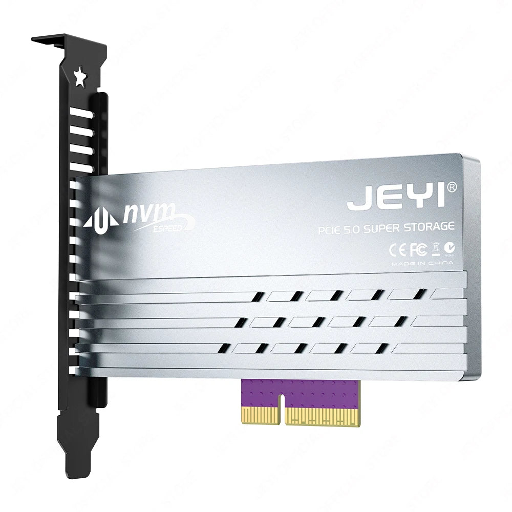 JEYI PCIe 5.0 to M.2 NVMe Adapter Card, High-Speed PCIe X4/X8/X16 to M2 SSD Converter with Cooling Heatsink for Gen5 SSD 128Gbps