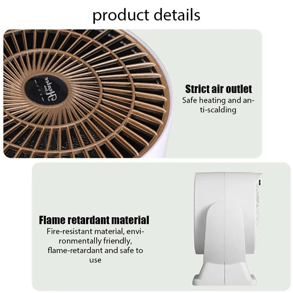Portable Electric Heater Low Noise Air Heater Fast Heating Mini Desktop Fan Heater Winter Heating Warmer for Home Office Room