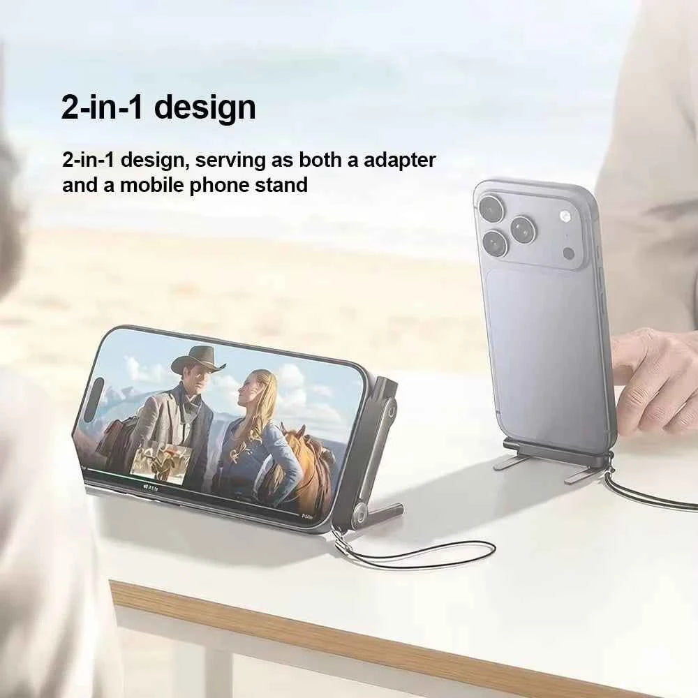 240W 2 in 1 Portable Foldable Phone Stand Fast Charging OTG Type-C Male to USB-C Female Converter For iphone17 16 Samsung