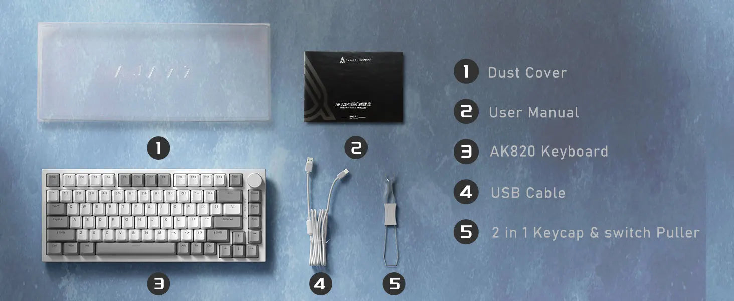 AJAZZ AK820 Wired With Rotary Volume Buttons Hot-Swappable Keys For Office AndHome Mechanical Keyboards DIY