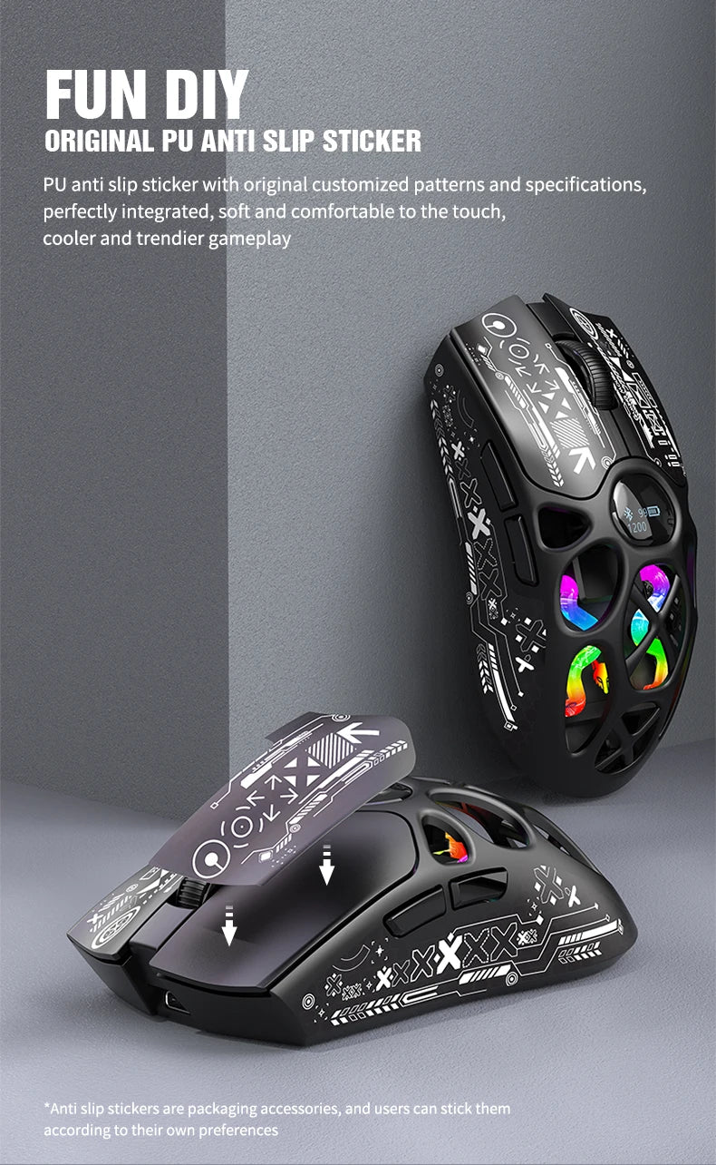 XUNFOX H16PRO Mouse, lightweight S205, three-mode wireless Bluetooth mouse for gaming, charging, RGB lighting, suitable for P