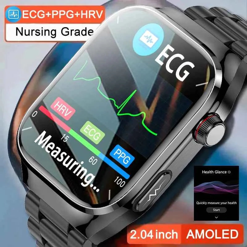 New Nursing Level Blood Pressure Laser Therapy Diagnosis Smart Watch Men Women Clock ECG+PPG Uric Acid Lipid Heart Rate Watches
