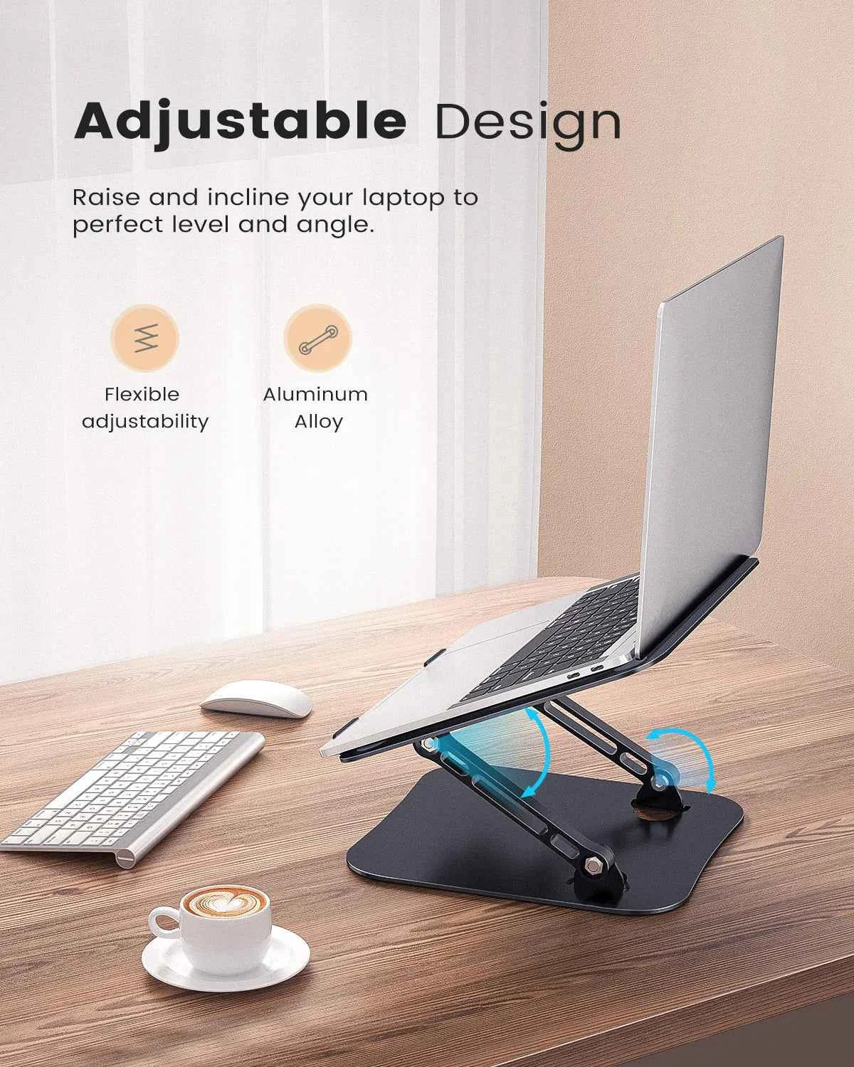 ST01 Portable 11–16-inch Adjustable Laptop Stand, Sturdy Aluminum, Desk Foldable Laptop Holder Notebook Tablet
