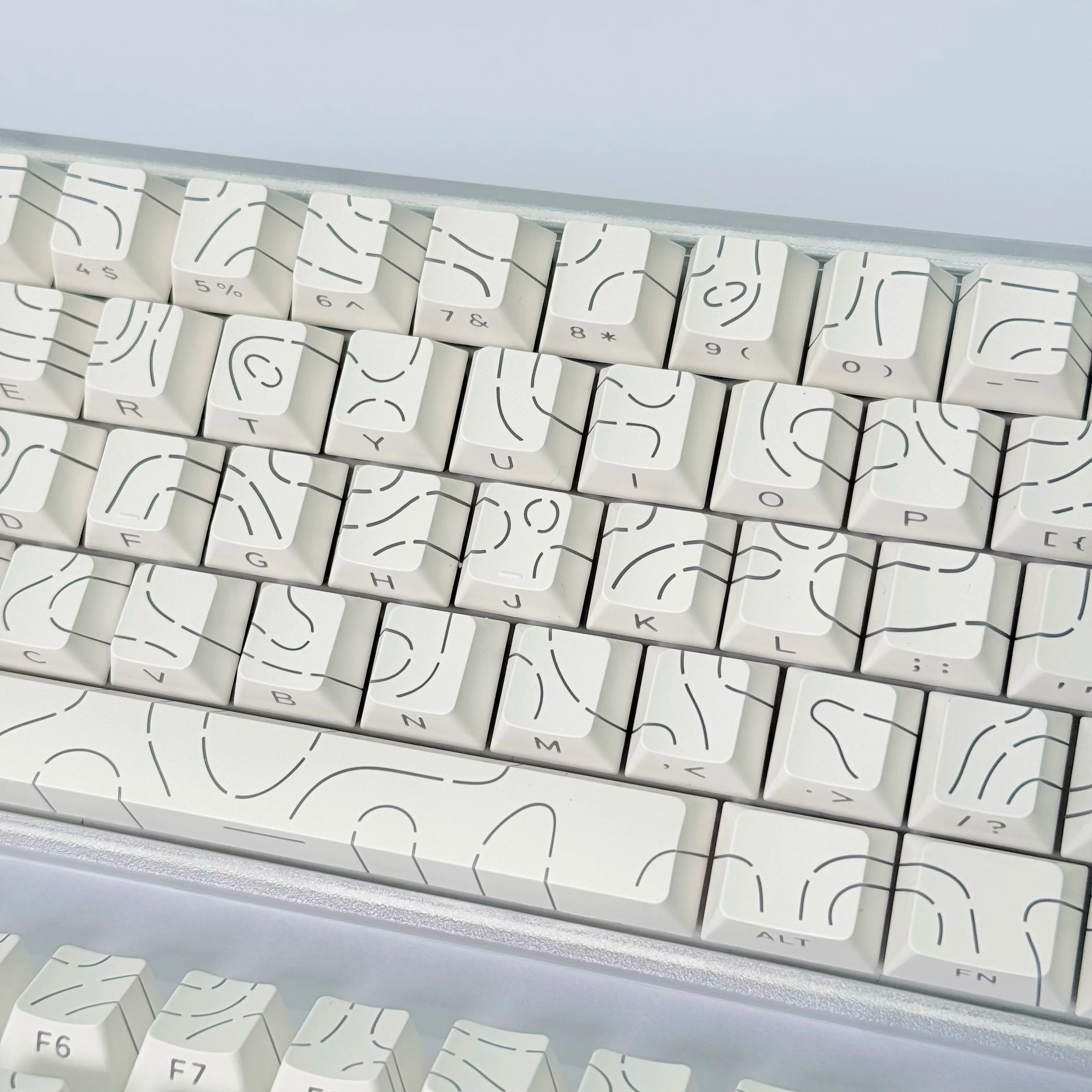 Lines Sided Shine Through Keycaps Cherry Profile Black White 97/133 Keys Customer keycaps for Mechanical Keyboard 60% 65% 75%