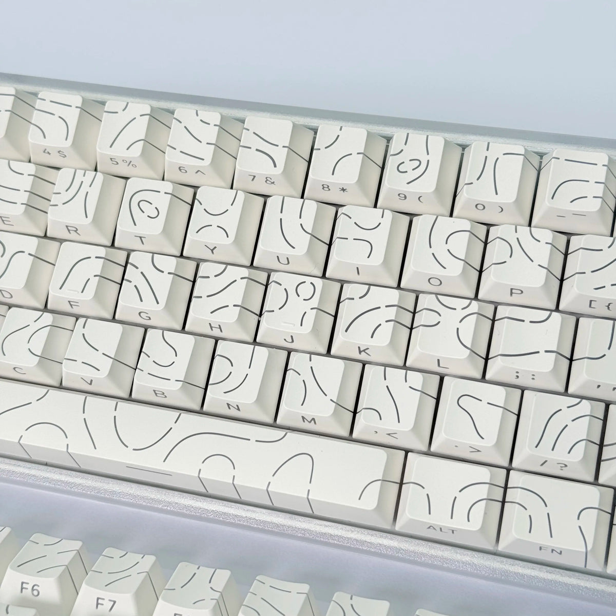 Lines Sided Shine Through Keycaps Cherry Profile Black White 97/133 Keys Customer keycaps for Mechanical Keyboard 60% 65% 75%