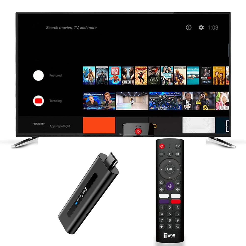 TV98 ATV H313 Android TV Stick 14.0 8K 2.4G 5G WiFi Quad Core BT5.0 Set Top Box Smart TV Box for Network Media Player