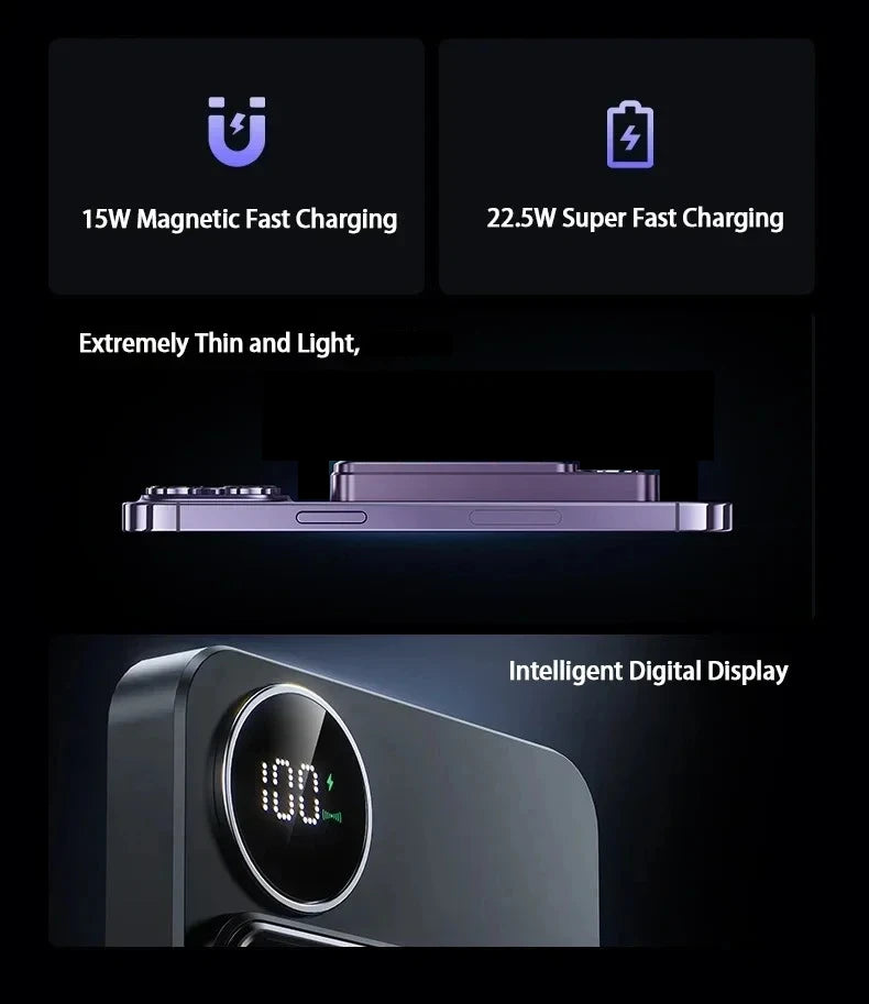 Magnetic Wireless Portable Power Bank 22.5W for MagSafe Fast Charging 10000mAh Battery Charger Cases for iphone Samsung Xiaomi