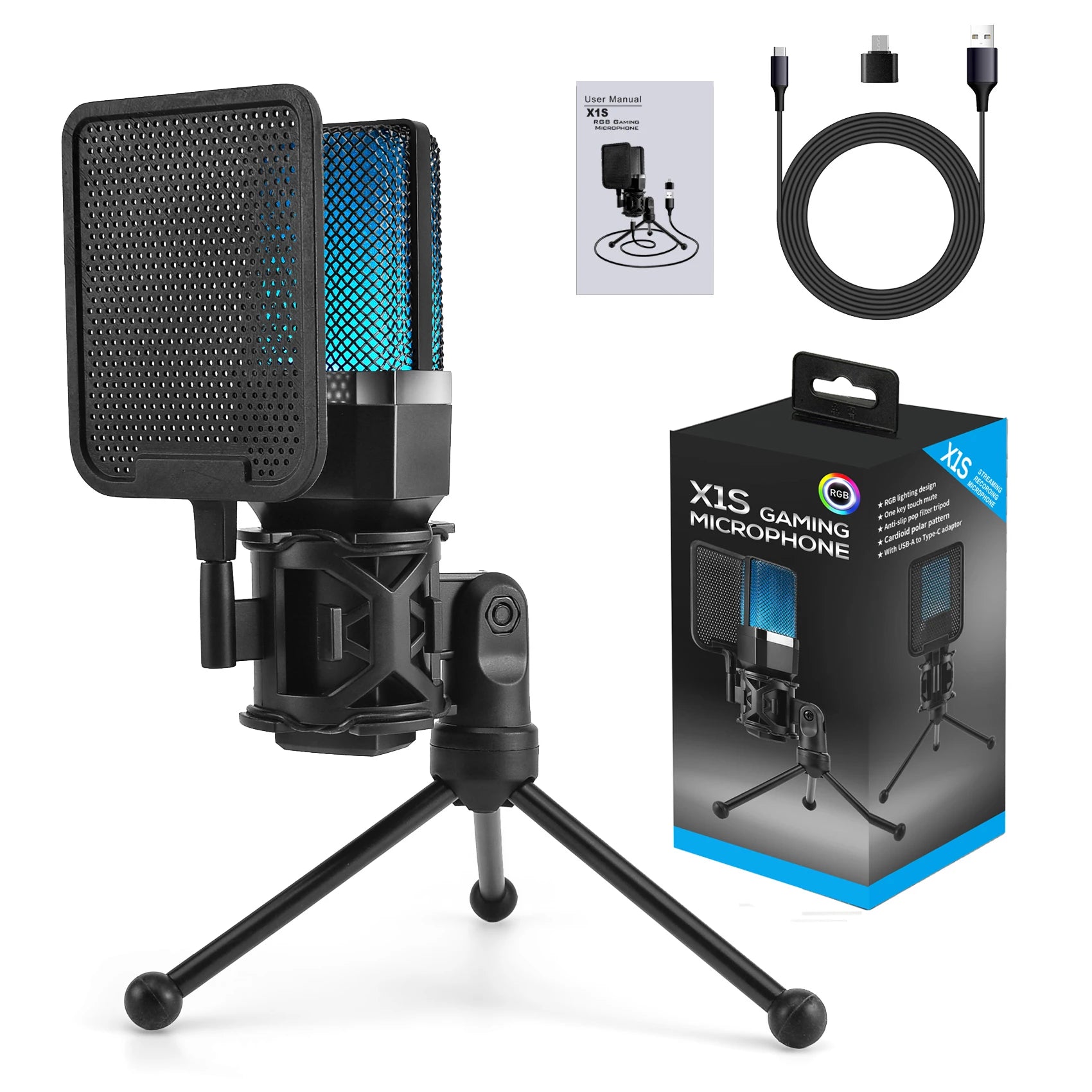 Professional USB Condenser Microphone Kit – Gaming & Podcast Mic for PC/Laptop, Wired Studio Recording Mic for Streaming, Karaoke & Voice Overs.