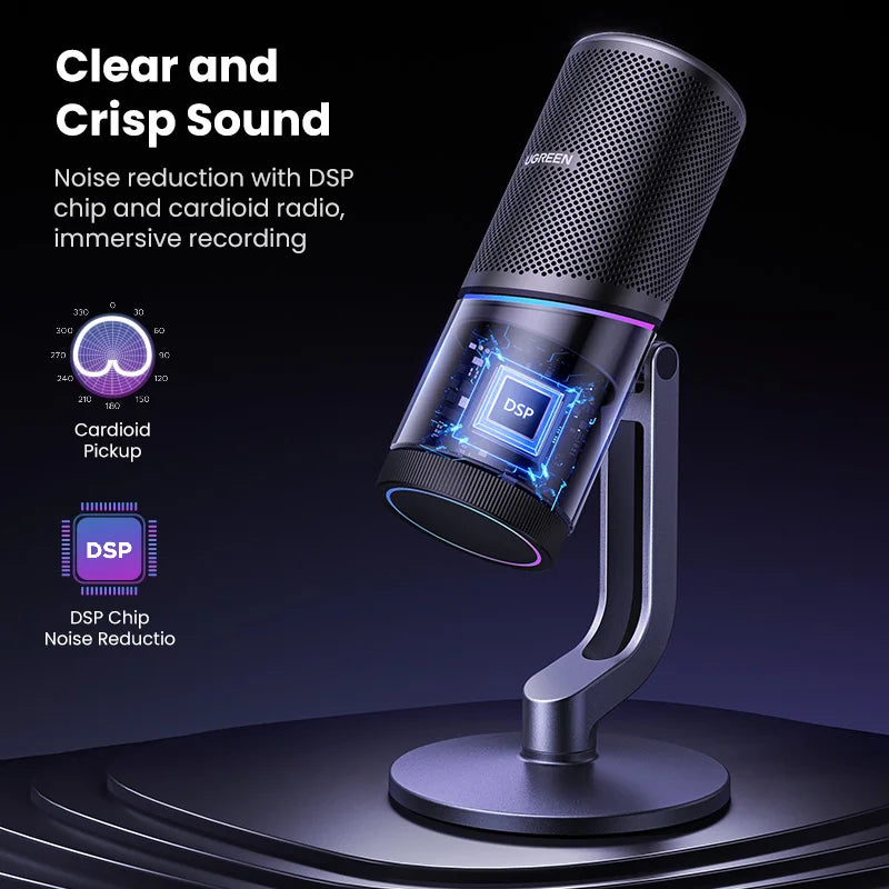 UGREEN CM769 USB Condenser Microphone with RGB, for PC/Mac, Gaming/Karaoke/Recording/Streaming/Podcasting - WinSupport Tech