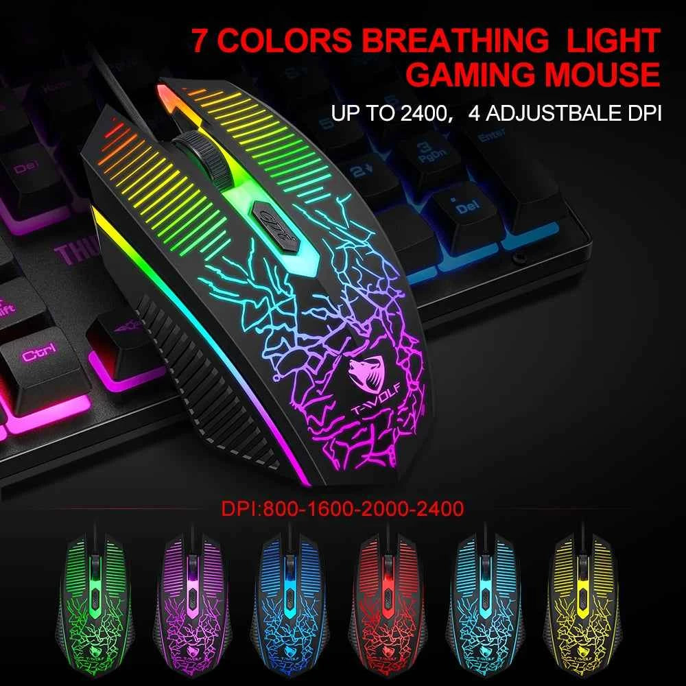 Electronic Sports Set  3 In 1 Wired Backlit Keyboard Gaming Mechanic Kit Waterproof Luminous 104 Key Keyboard Mouse Set 2025 NEW