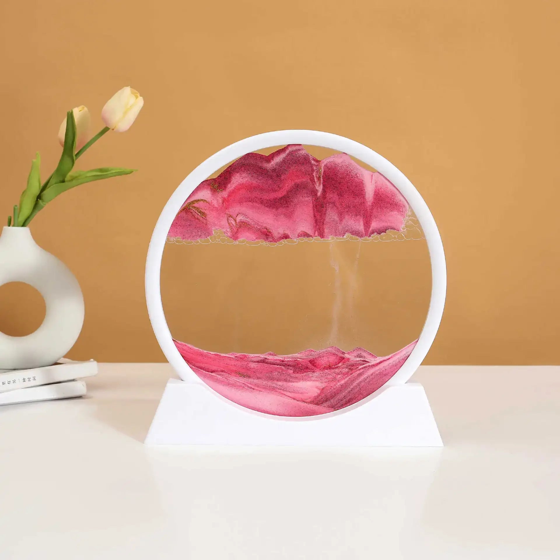 3D Sandscape Moving Sand Art Picture Round Glass Deep Sea Hourglass Quicksand Craft Flowing Sand Painting Office Home Decor Gift