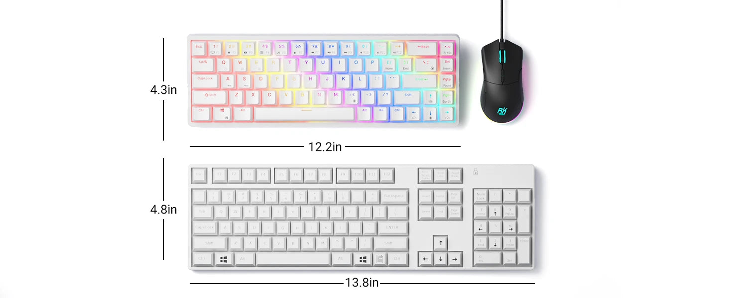 RK Royal Kludge RK837 Mechancial Keyboard 68 Keys 65% Compact 2.4G Wireless Bluetooth Gamer Keyboard RGB Backlight Hot Swappable