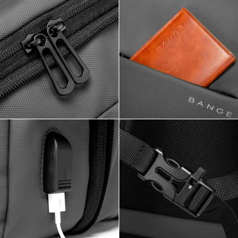 BANGE Aesthetic Men Business Backpack School Expandable USB Bag, Large Capacity 17.3 Laptop Waterproof Fashion Travel Backpack
