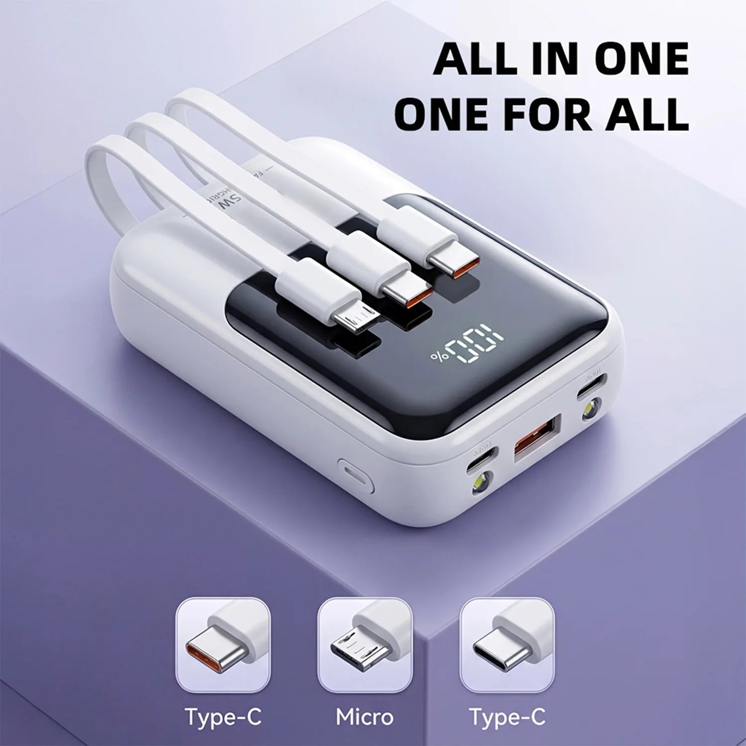 10000mAh Portable charger for phone, Power Bank Built-in 4 Cables and Flashlight ,PD22.5W Fast Charge USB C Battery Pack Compatible with IPhone and Sumsang Android,etc, Camping Travel Essentials